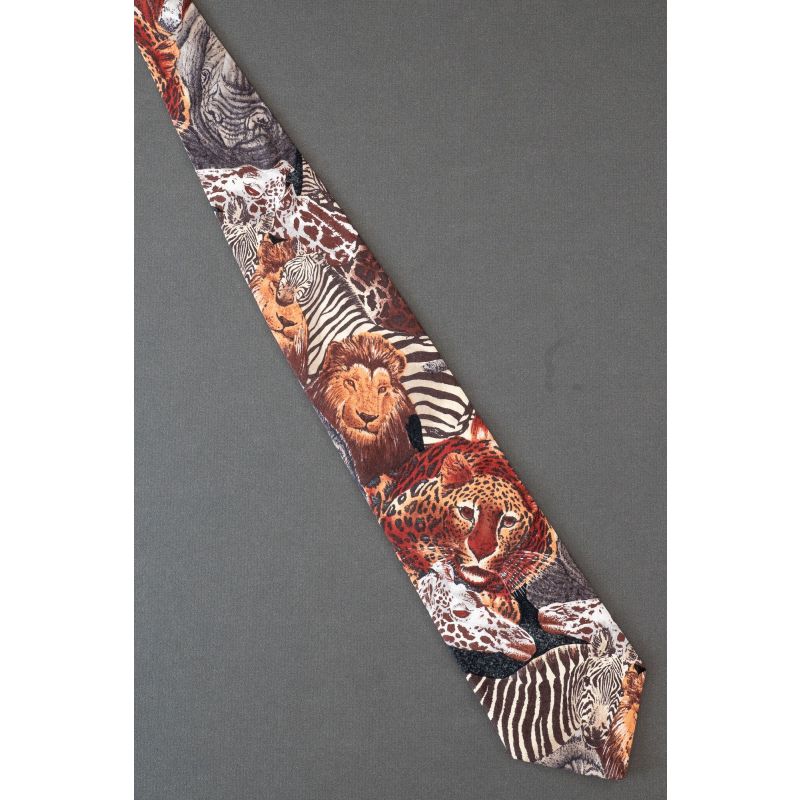 Collage of African Serengeti Animals Necktie
