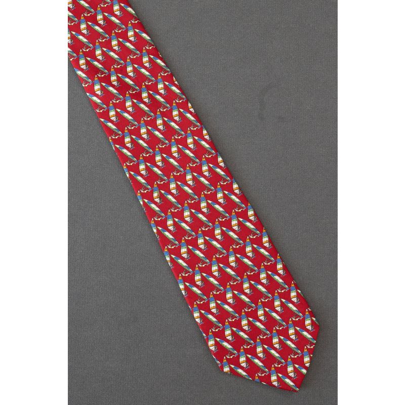 Person Parasailing - Red Silk Ralph Lauren Necktie
