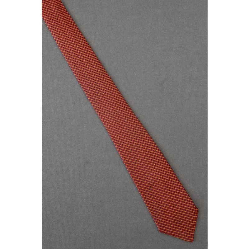 Red, Black & Gold Stripe - 50's Skinny Silk Necktie