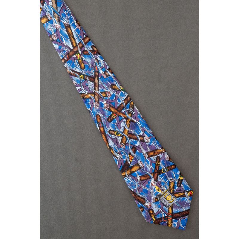 Fancy Lighter Lights Up A Cigar - Silk Necktie