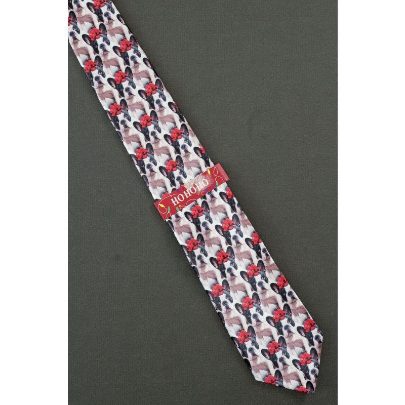 French Bulldog Wears Christmas Bow - New Tie