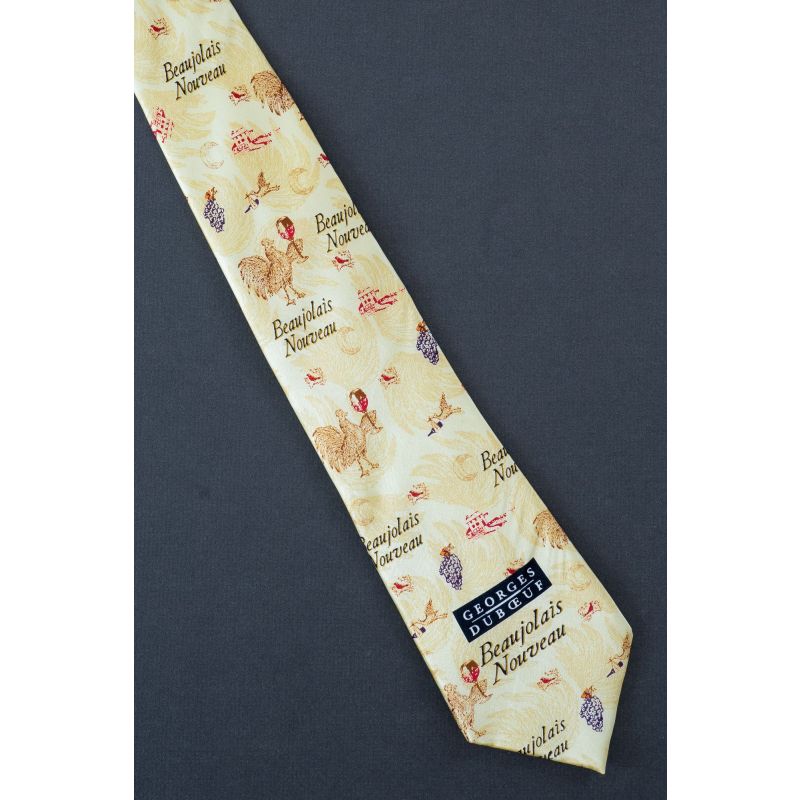Rooster Holds Glass of Beaujolais Wine Necktie