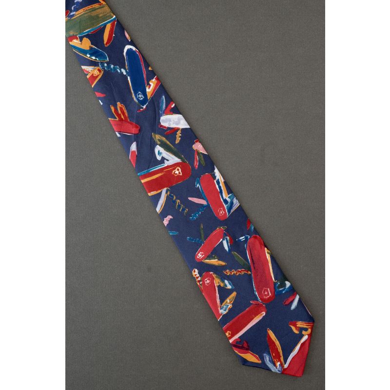 Swiss Army Knife Knives - Navy Silk Necktie