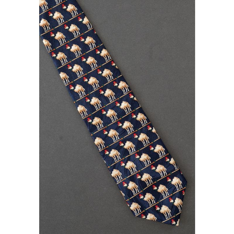 Top Hat Camel Tuxedo - Navy Blue Silk Necktie