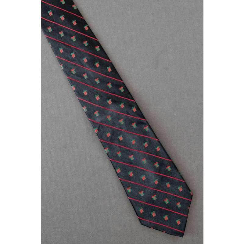 Red & Green Presents - Striped Christmas Tie
