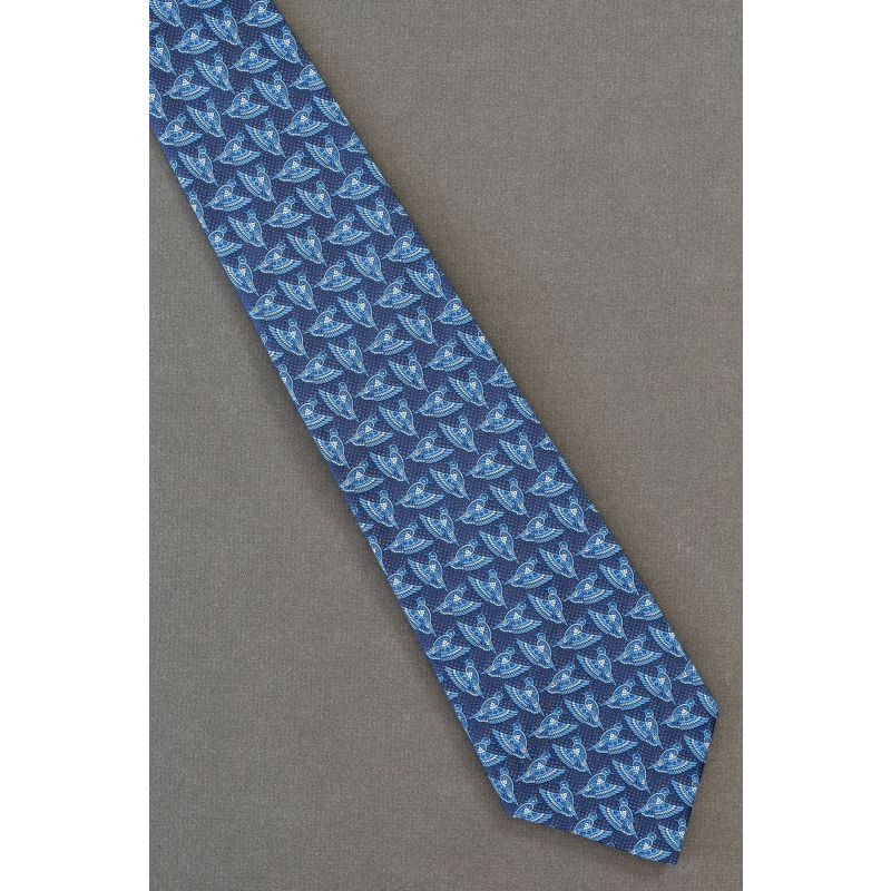 Birds in Flight - Navy Silk Christian Dior Necktie