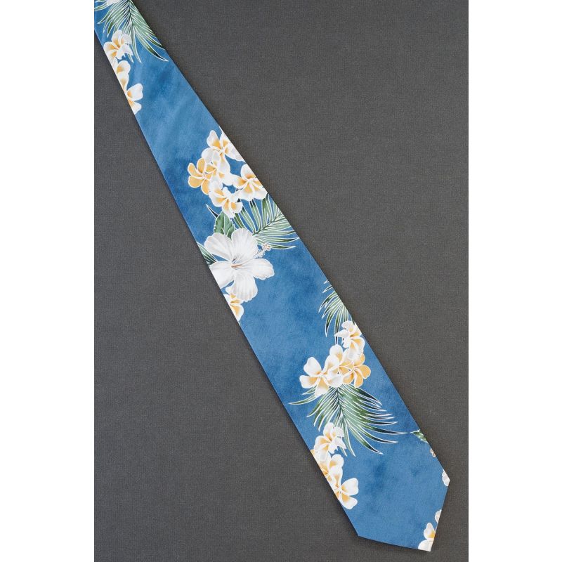 Orchid Flowers - Men's Blue Cotton Necktie