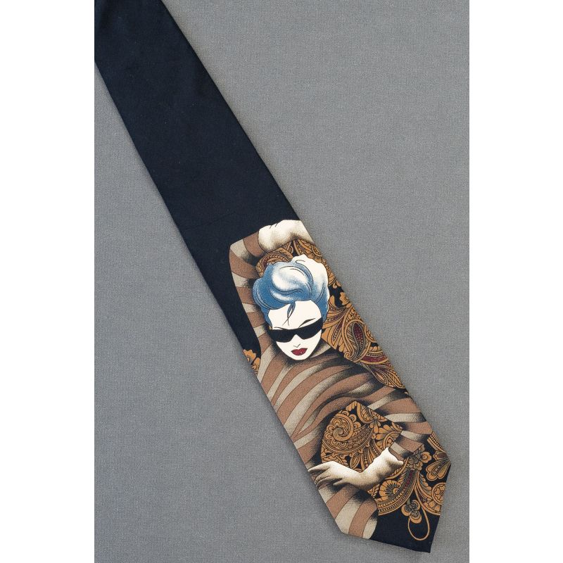 1980's Era New Wave Woman With Glasses Tie