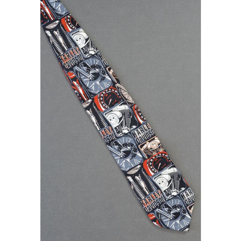 Harley-Davidson Sketched Collage - Silk Necktie