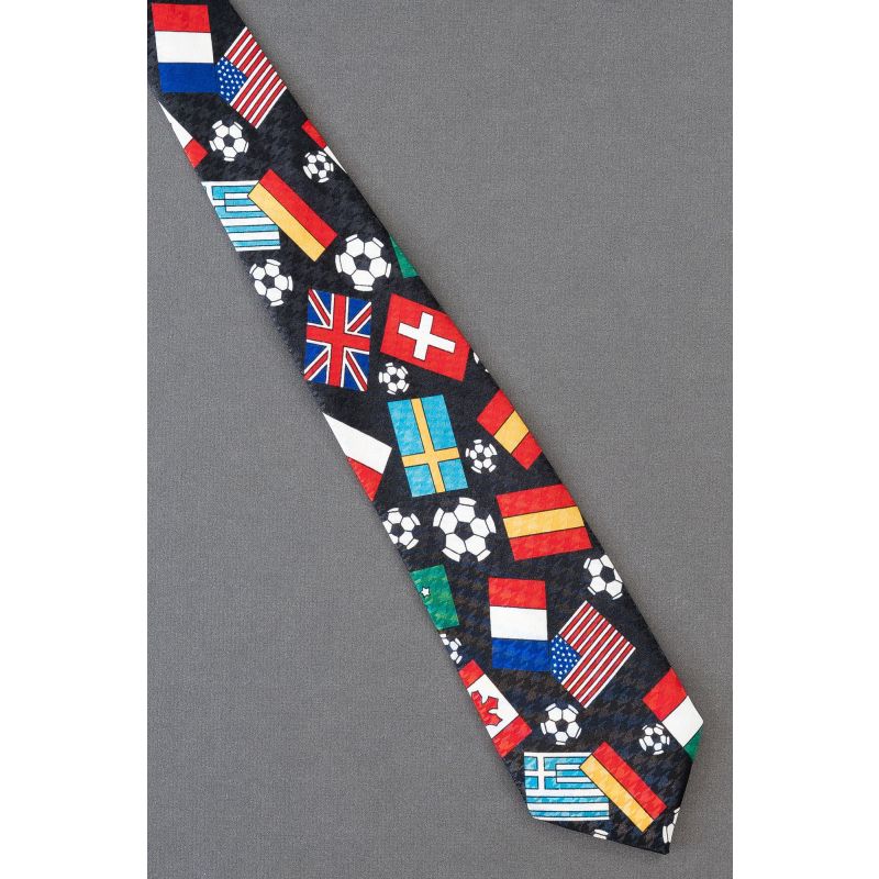 Soccer Balls Amid US & International Flags Tie