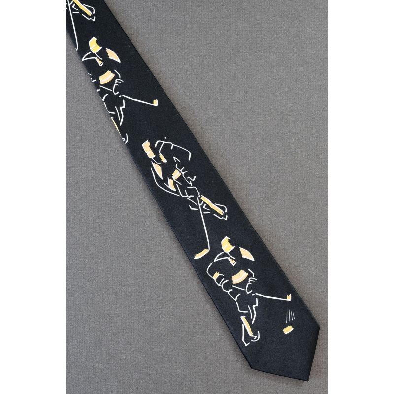 Hockey Player Outline - Black Sports Necktie