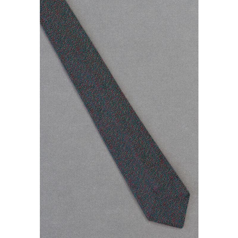 Red & Green Flecks on 1950's Skinny Black Tie