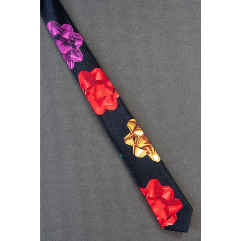 Colorful Gift Bows - Skinny Black Necktie