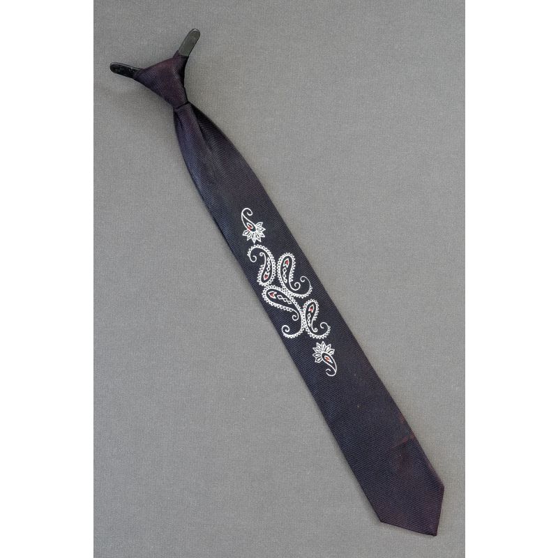 Paisley Party - 1960's Skinny Black Clip On Tie