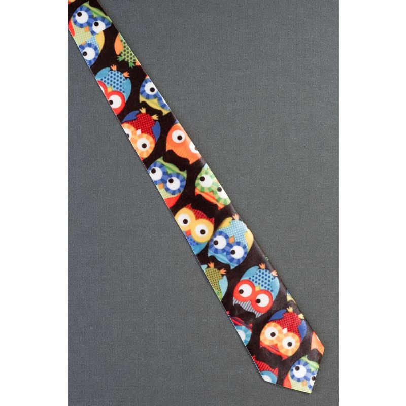 Parliament of Wise Owls - Skinny Black Necktie