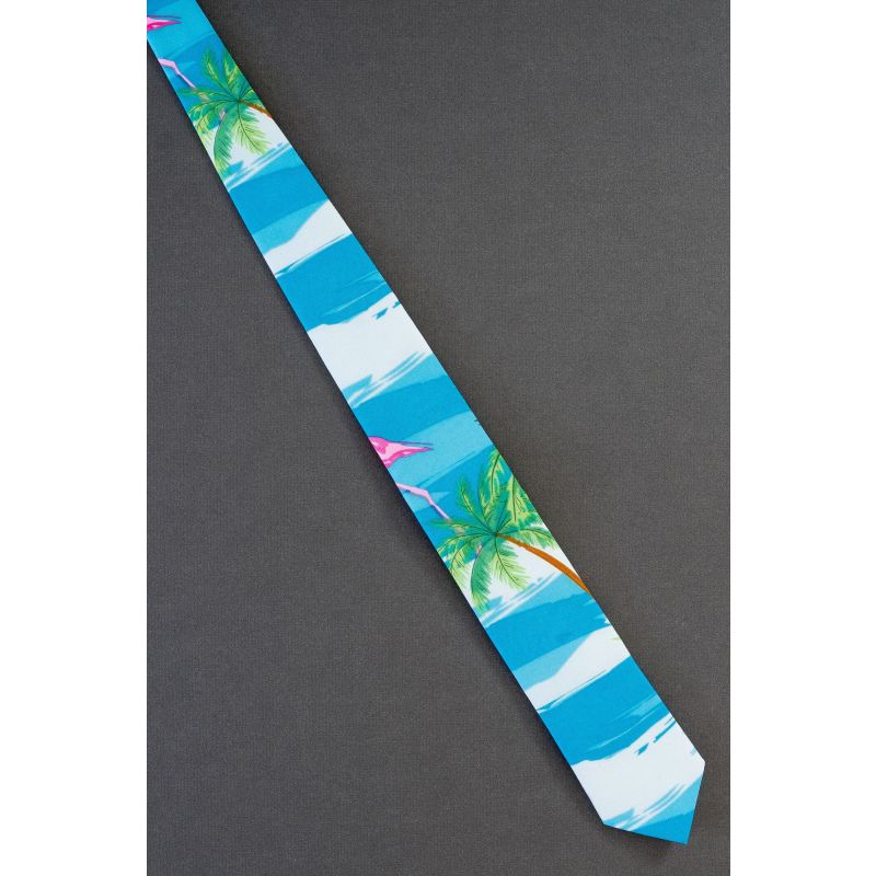 Flamingo Bird & Palm Tree - Skinny Necktie