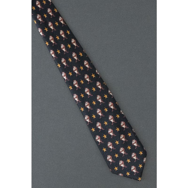 Tasmanian Devil Amid Gold Stars Cartoon Tie