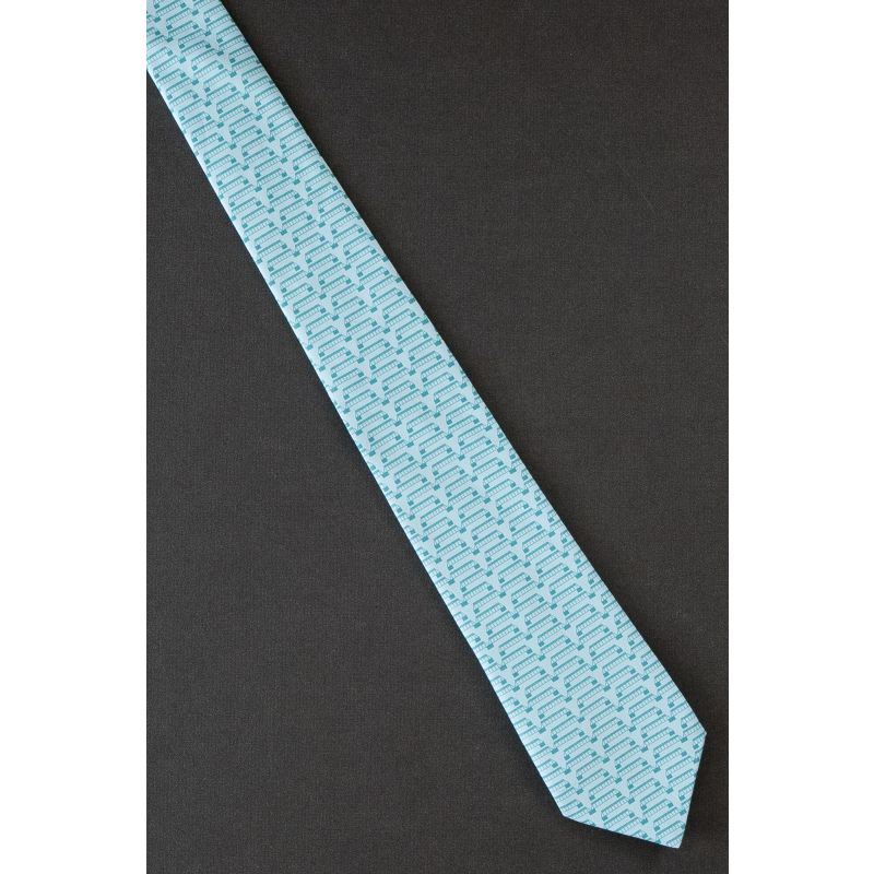Rows of Bridges - Mens Unique Green Necktie