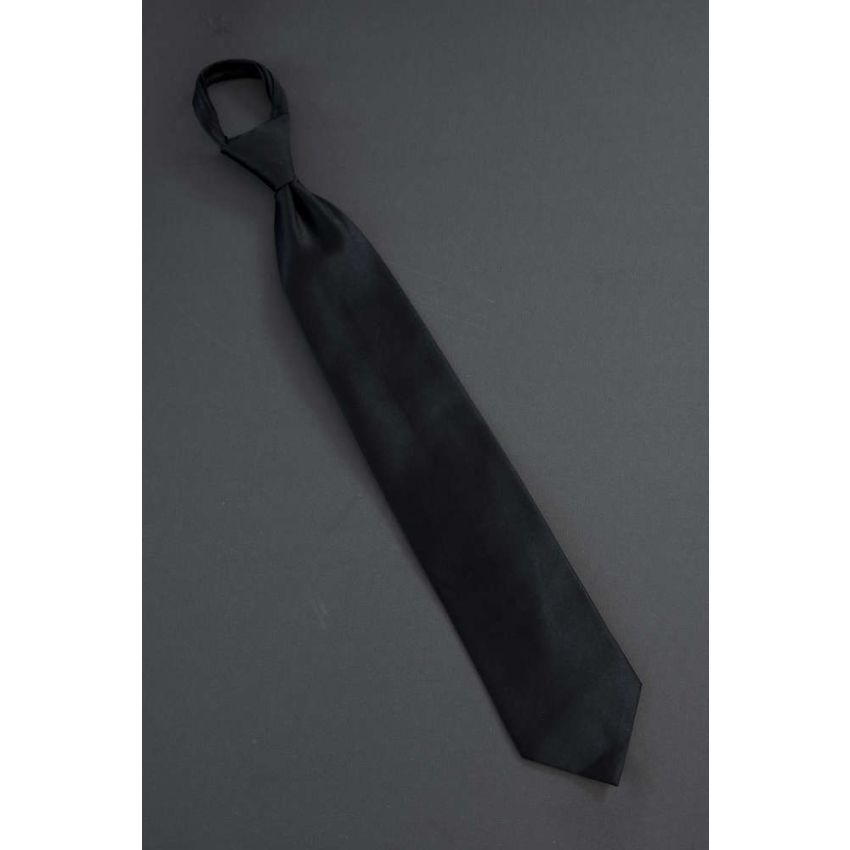 Solid Black - Mens Polyester Slide-On Tie