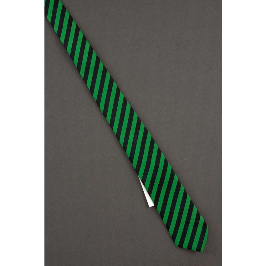 Green & Black Striped - Brand New Thin Necktie