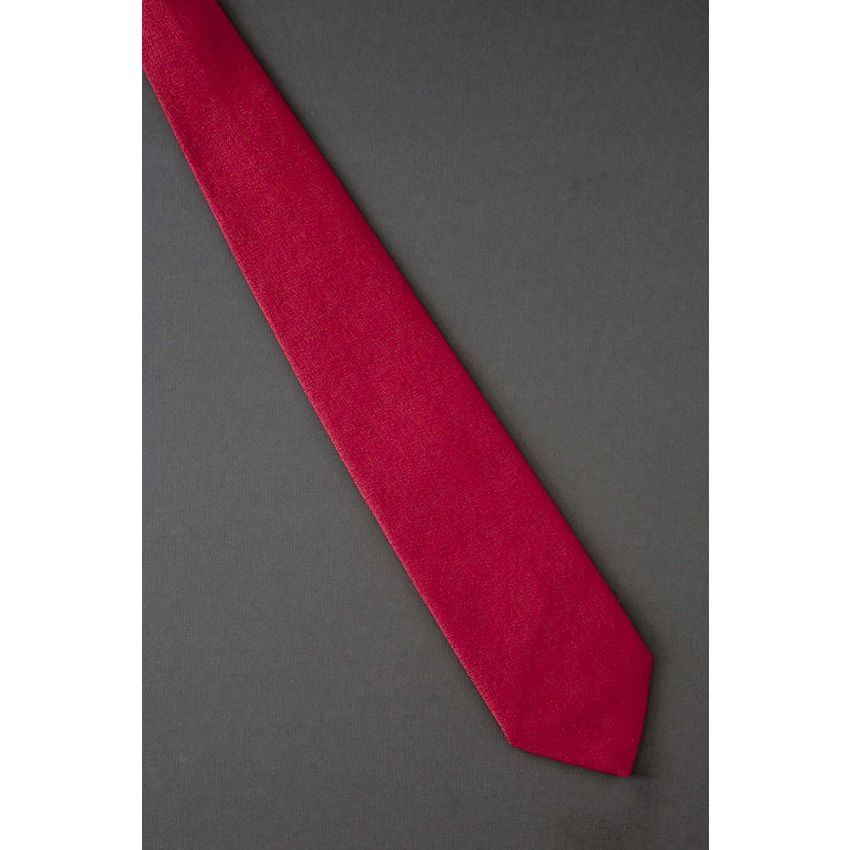 Red Textured - 1970s Vintage Polyester Tie