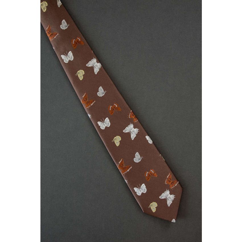 Orange, White & Yellow Butterflies - 70s Necktie