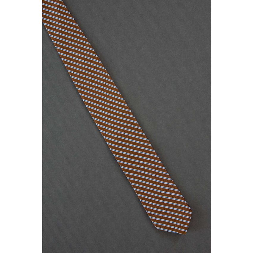 Brown & Blue Striped - 80s Slim Vintage Tie