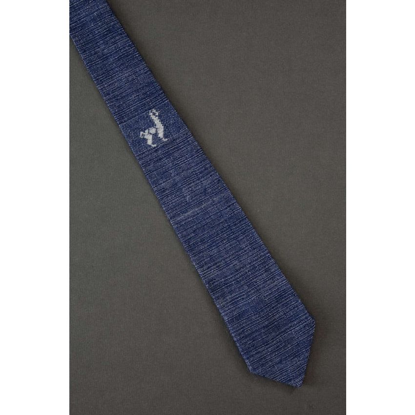 Gray Llama Flourish - Modern Navy Necktie