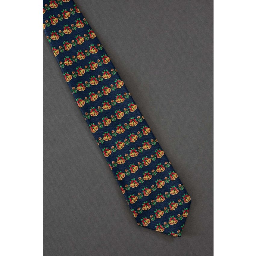 Gold Bells & Wrapped Gifts - Christmas Tie