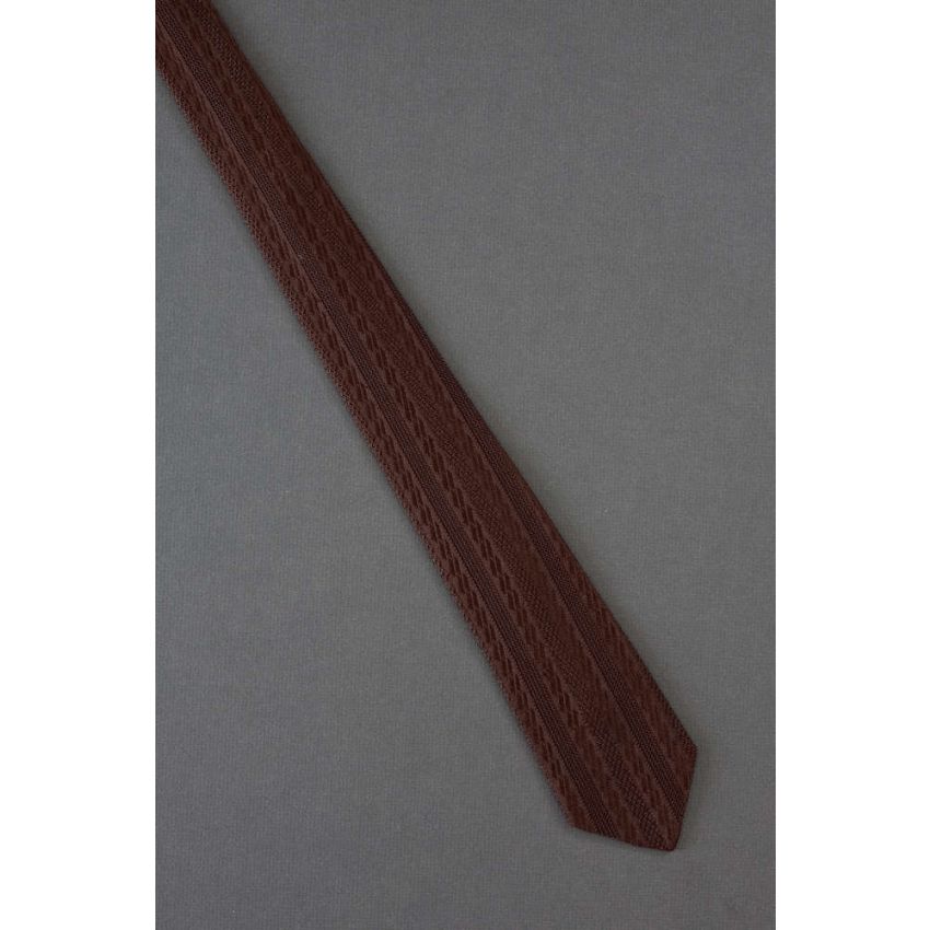 Striking Pin Stripe - 80s Skinny Brown Necktie
