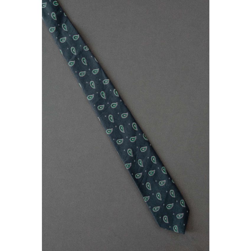 Funky Paisley Pattern - Skinny Navy Necktie