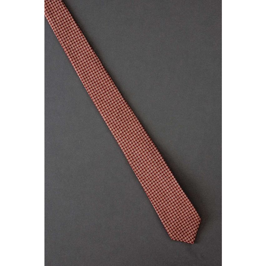 Orderly Polka Dots - 80s Thin Burgundy Tie