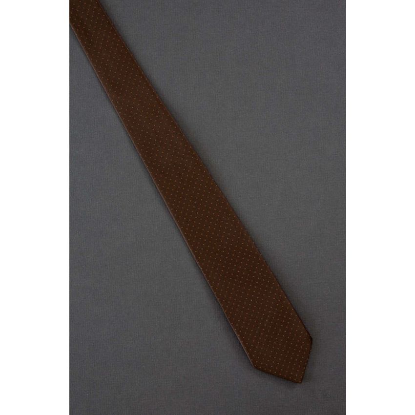 Brown & Orange Pin Dot - 80s Thin Necktie