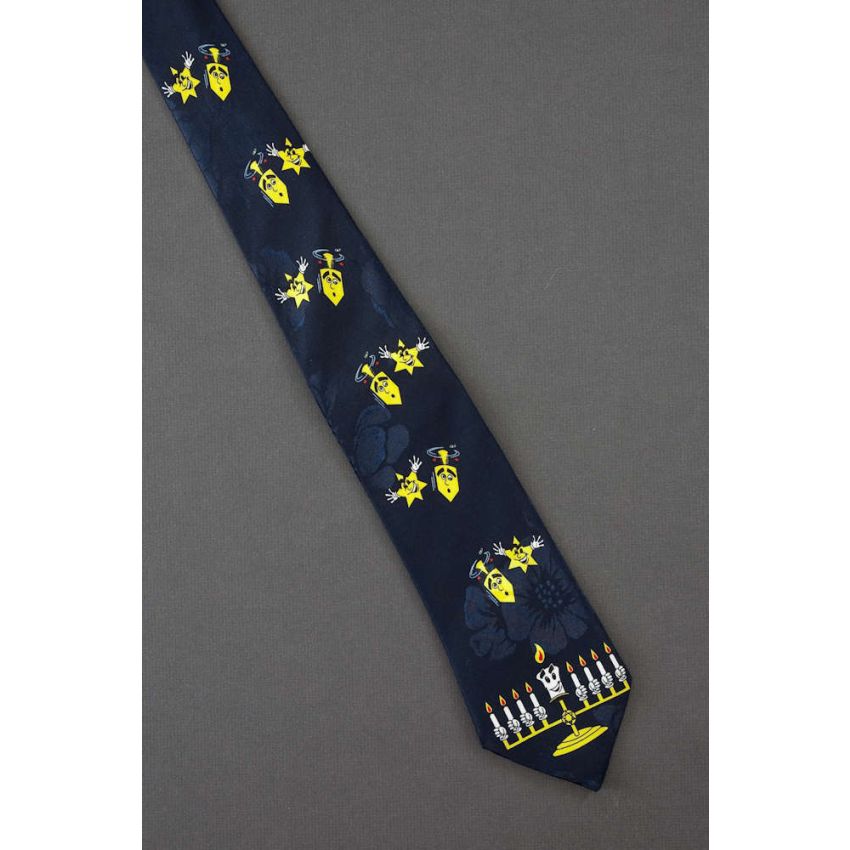 Dreidel & Menorah - Religious Hanukkah Tie