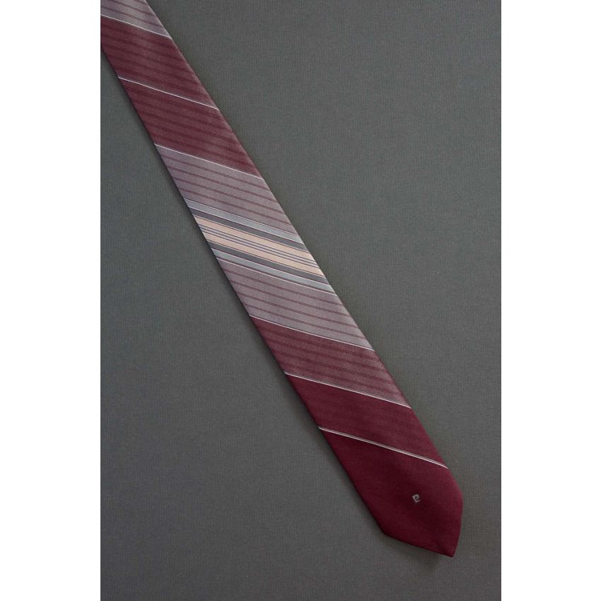 Burgundy Stripe - 80s Pierre Cardin Logo Tie