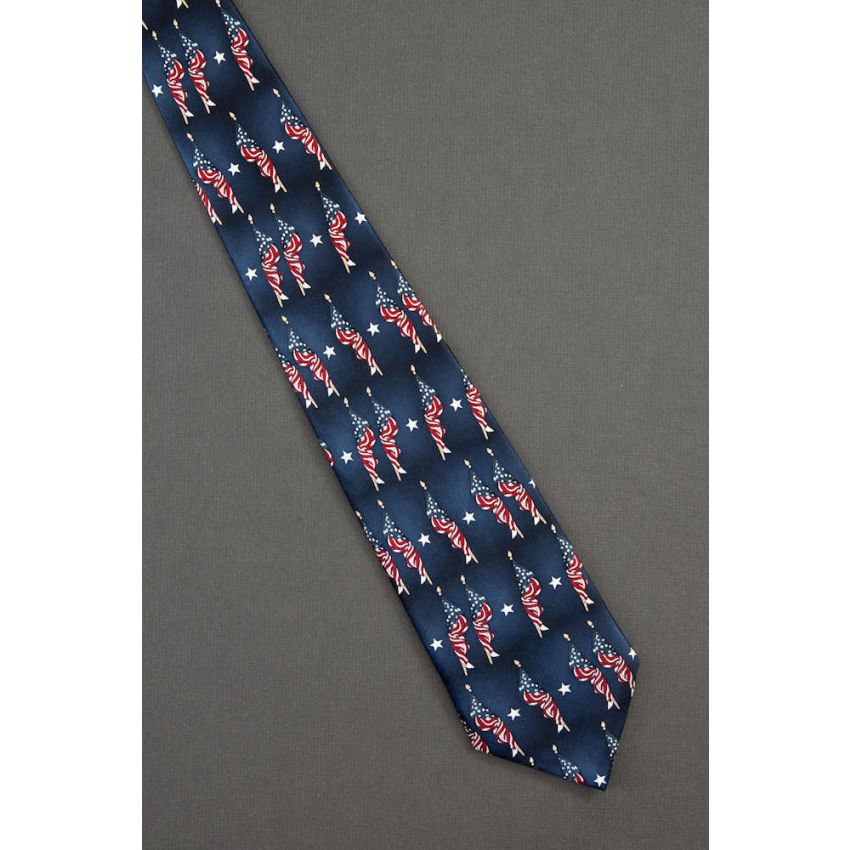 American Flags On Poles & Stars - Necktie