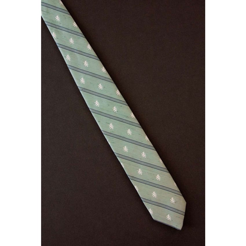 Heraldic Lions Amid Stripes - 80s Skinny Tie
