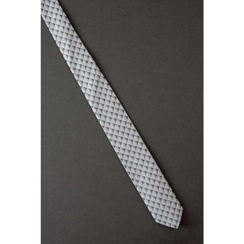 Shaded Diamonds - 80s Skinny Gray Necktie