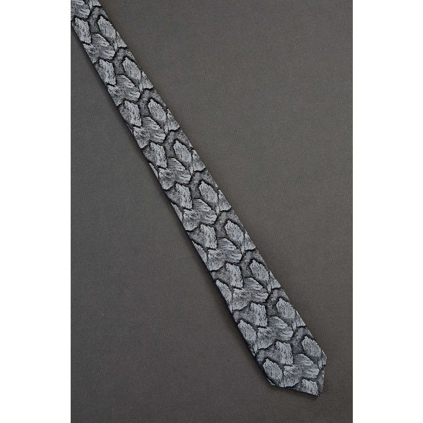 Unique Gray Design - 1980s Narrow Necktie
