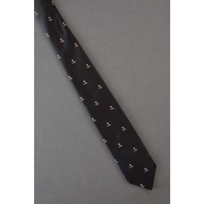 Hunting Horns & Crown - 80s Skinny Brown Tie