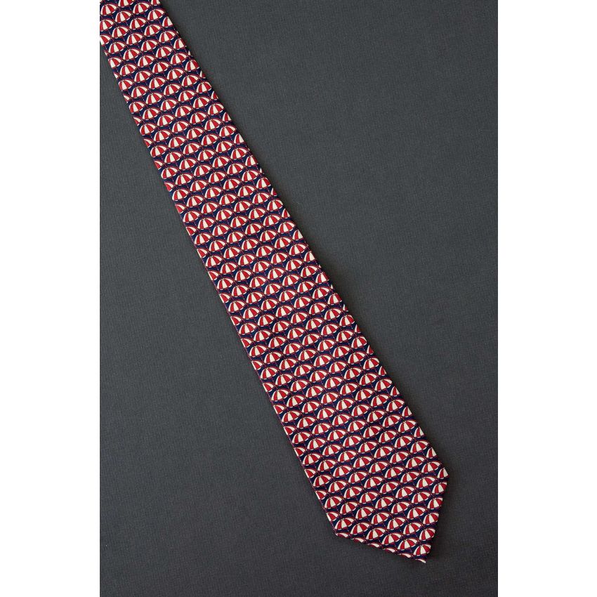 Red & White Striped Umbrellas - Silk Tie
