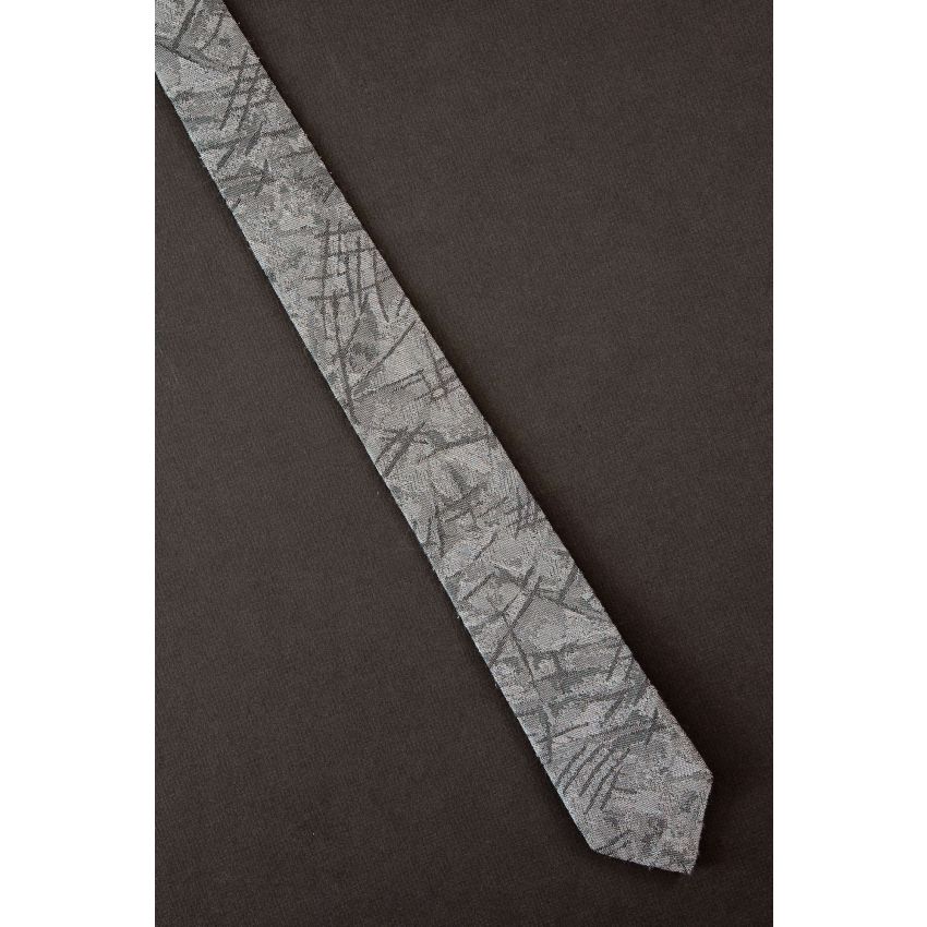 Hatch Marks - 1980s Skinny Gray Necktie