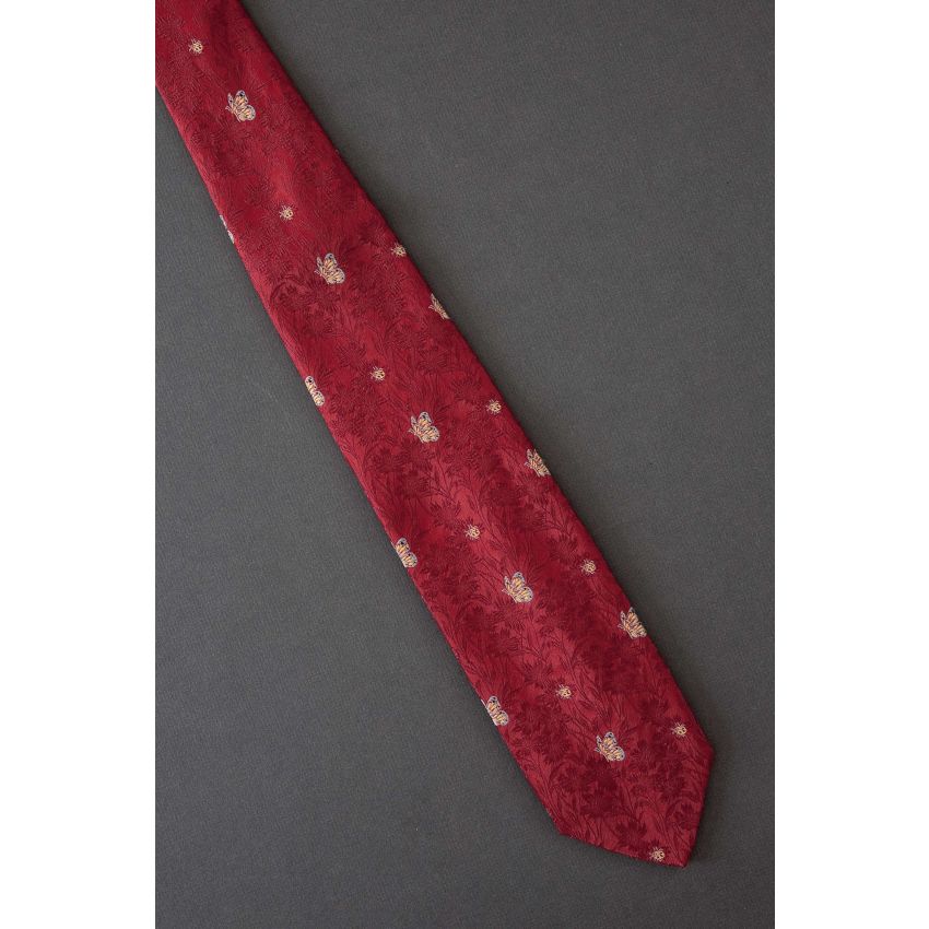 Butterfly & Ladybug - 1970s Red Vintage Tie