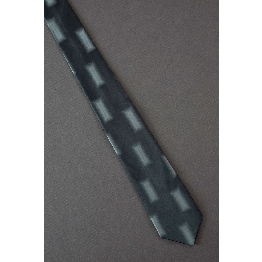 Fuzzy Rectangles - Black Skinny Necktie