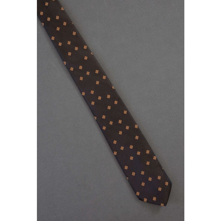 Peppered Persian - 80s Skinny Brown Necktie