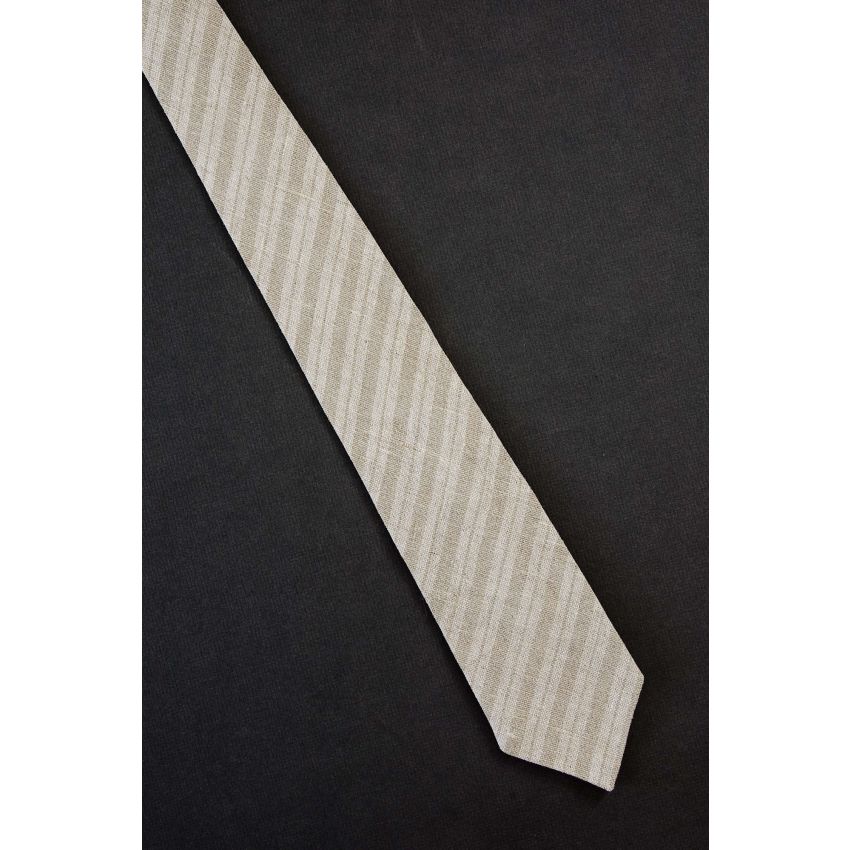 Beige Stripe - Robert Talbott Linen Necktie