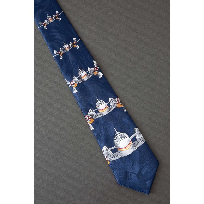 Airplane Coming In For A Landing - Navy Tie