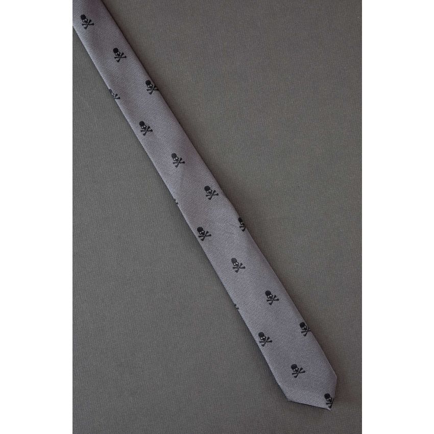 Skull & Crossbones - Kids Gray Necktie