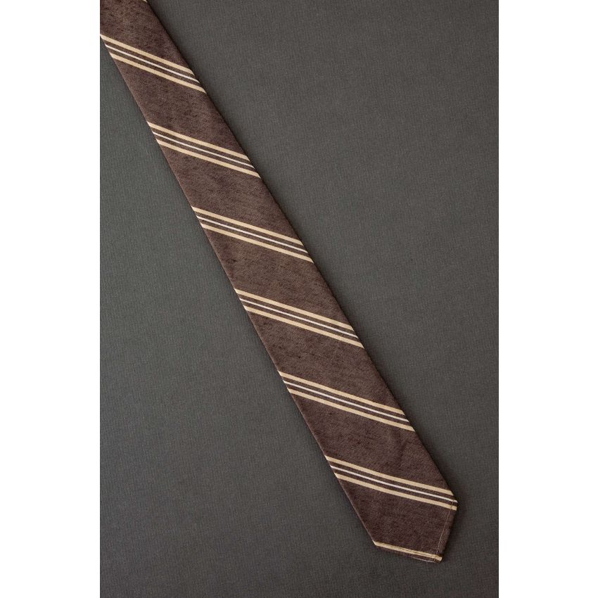 Brown & Peach Stripe - 1950s Skinny Necktie