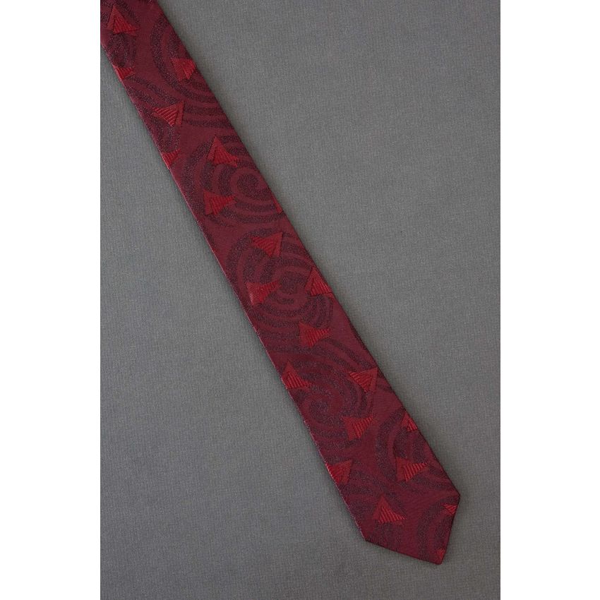 Triangles & Spirals - 80s Red Skinny Necktie